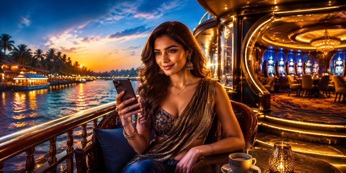 Modern mobile casino interface with blue-gold theme in Kerala